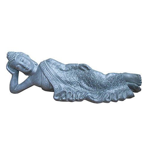 HOMEA 5dej1208 Statue Zeichnung Buddha sitzend GRC Beton Waffe Fiberglas grau 87 x 25 x 27 cm von Douceur d'Intérieur
