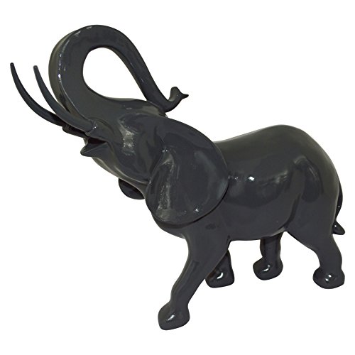 HOMEA 5dej1229gr Statue Zeichnung Elefant Polyresin schwarz 35,5 x 15 x 37 cm von HOMEA