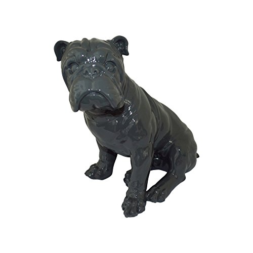 HOMEA 5dej1232gr Statue Zeichnung Bulldogge Polyresin grau 24,5 x 18 x 27,5 cm von Homéa