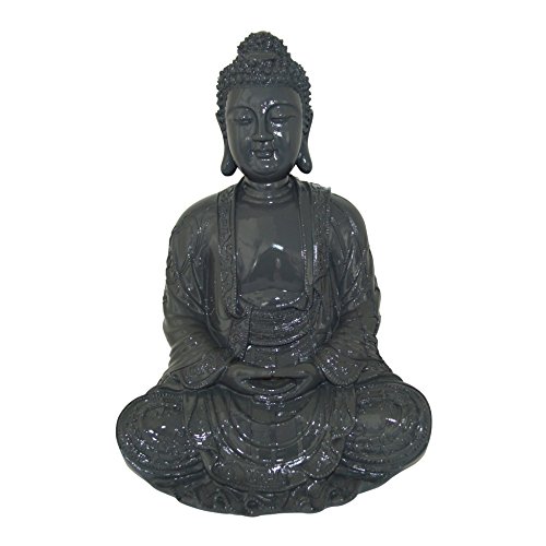HOMEA 5dej1241gr Statue Zeichnung Buddha Polyresin grau 24,5 x 23,5 x 35,5 cm von HOMEA