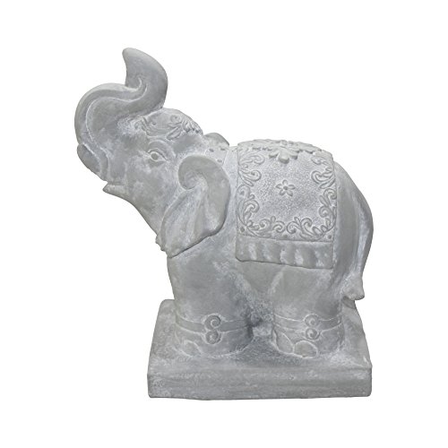 HOMEA Statue – Elefant, Magnesia, weiß, 33 x 18 x 40 cm von HOMEA