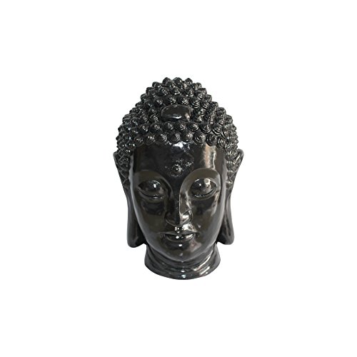 HOMEA 5dej1334nr Statue Zeichnung Kopf Buddha Magnesia schwarz 23,5 x 22,5 x 34 cm von Douceur d'Intérieur