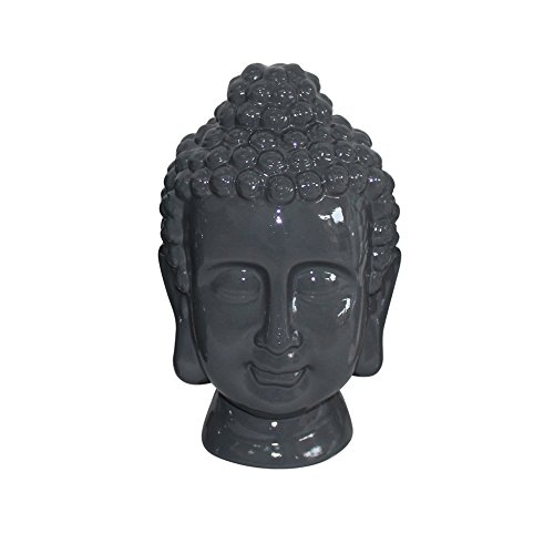 HOMEA 5dej1342gr Statue Buddha Kopf Keramik Kiesel 20 x 20 x 31 cm von HOMEA