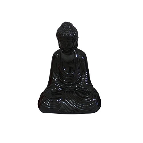 HOMEA 5dej1344nr Statue Zeichnung Buddha Keramik schwarz 17 x 13 x 25 cm von Douceur d'Intérieur