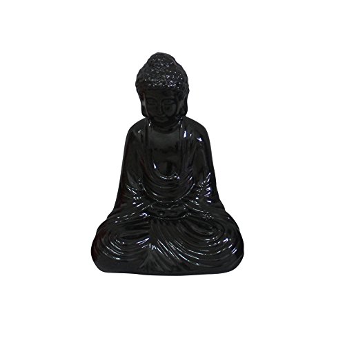 HOMEA 5dej1344nr Statue Zeichnung Buddha Keramik schwarz 17 x 13 x 25 cm von HOMEA