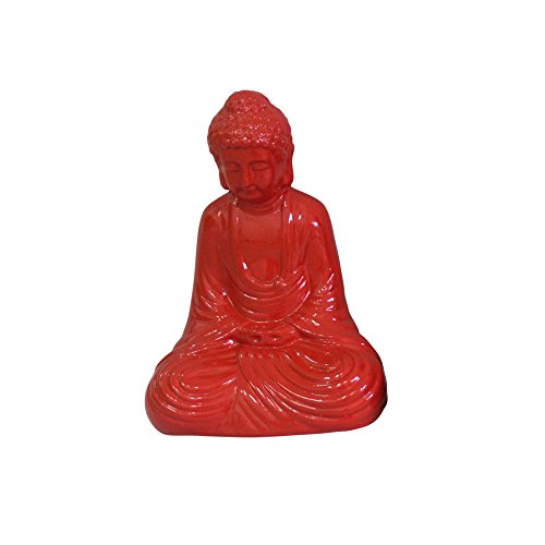 HOMEA 5dej1344ro Statue Zeichnung Buddha Keramik rot 17 x 13 x 25 cm von HOMEA
