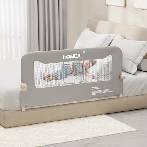 HOMEAL Bettgitter für Kleinkinder, 119,4 x 61 cm, faltbares Baby-Bettgitter mit U-förmiger Basis, Kinderschutz für Doppel-, Doppel-, Queen-Size- und King-Size-Betten, atmungsaktives Bettgitter für von HOMEAL
