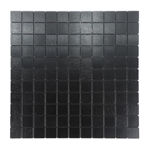 Selbstklebende Fliesen Mosaik Fliesen, Küche Selbstklebend Fliesenaufkleber Metall Mosaik Klebefliesen (6 Matten, Schwarz) von HOMEART