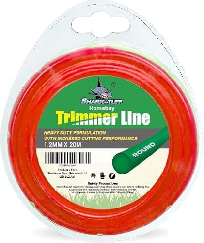 SHARK-TUFF® Universal-Rasentrimmer-Draht, 20 m, strapazierfähig, 1,2 mm, 1,6 mm, 2 mm, Gartengras, Ersatzfaden für Rasentrimmer, Nylon von HOMEBAY