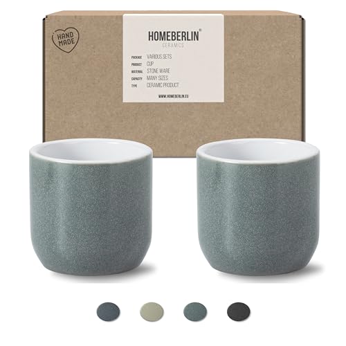 HOMEBERLIN® Barista Pro Kaffeebecher Set - 250ml Becher Set - Premium Coffee Mug Set aus hochwertigem Steingut - Extra dickwandiger Kaffeebecher groß - 100% Handfertigung von HOMEBERLIN