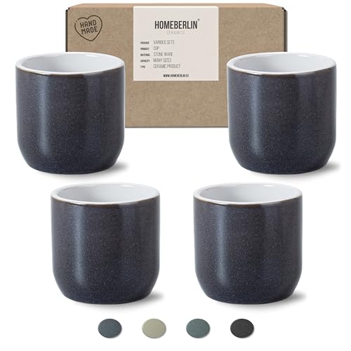 HOMEBERLIN® Barista Pro Kaffeebecher Set - 250ml Becher Set - Premium Coffee Mug Set aus hochwertigem Steingut - Extra dickwandiger Kaffeebecher groß - 100% Handfertigung von HOMEBERLIN