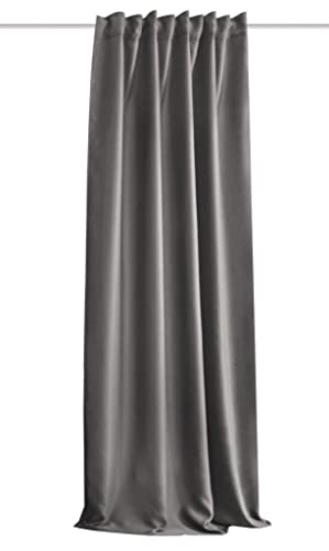 HOMEbasics | Akustikvorhang Uni | ACUSTICO | Lärm-, Hitze-, Kälte- und Zugluft-Schutz + abdunkelnd | grau | 225 x 135 cm von HOMEbasics