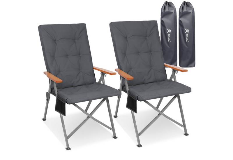 HOMECALL Campingstuhl Faltbar Hochlehner Luxus Klappstuhl mit 4,5cm Dicke Gepolstert (150kg Belastbar mit 3 Positionen Verstellbar Angelstuhl, 2 St), für Garten Balkon Wohnmobil von HOMECALL