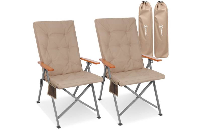 HOMECALL Campingstuhl Faltbar Hochlehner Luxus Klappstuhl mit 4,5cm Dicke Gepolstert (150kg Belastbar mit 3 Positionen Verstellbar Angelstuhl, 2 St), für Garten Balkon Wohnmobil von HOMECALL
