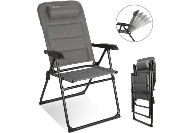 HOMECALL Campingstuhl Gartenstuhl Anglerstuhl Faltsessel Klappstuhl für Wohnwagen Outdoors (Textilene gepolstert mit Quick-Dry-Schaum, 1 St), 5 fach Verstellbarer Rückenlehne, Hochlehner, bis 150 kg von HOMECALL