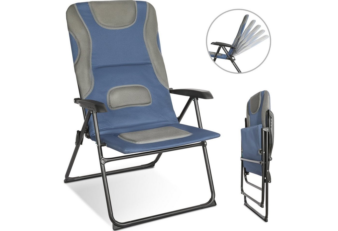HOMECALL Campingstuhl Gartenstuhl Anglerstuhl Klappstuhl für Wohnwagen Outdoors, 5 fach Verstellbarer Rückenlehne, Uberhöhe, Gepolsterter Sitz von HOMECALL