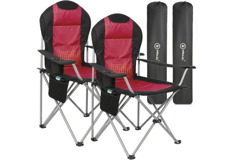 HOMECALL Campingstuhl Hochlehner Klappstuhl Gartenstuhl Angelstuhl, Angenehme Polsterung (Bis 150KG, mit hoher Rückenlehne Armlehne Getränkehalter, 2 St), für Camp Garten Balkon von HOMECALL