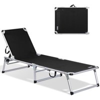 Gartenliege Leicht Sonnenliege Klappbar Alu Liegestuhl Strandliege 1-tlg, 5 fach Verstellbare Rückenlehne, bis 120KG--schwarz - Homecall von HOMECALL