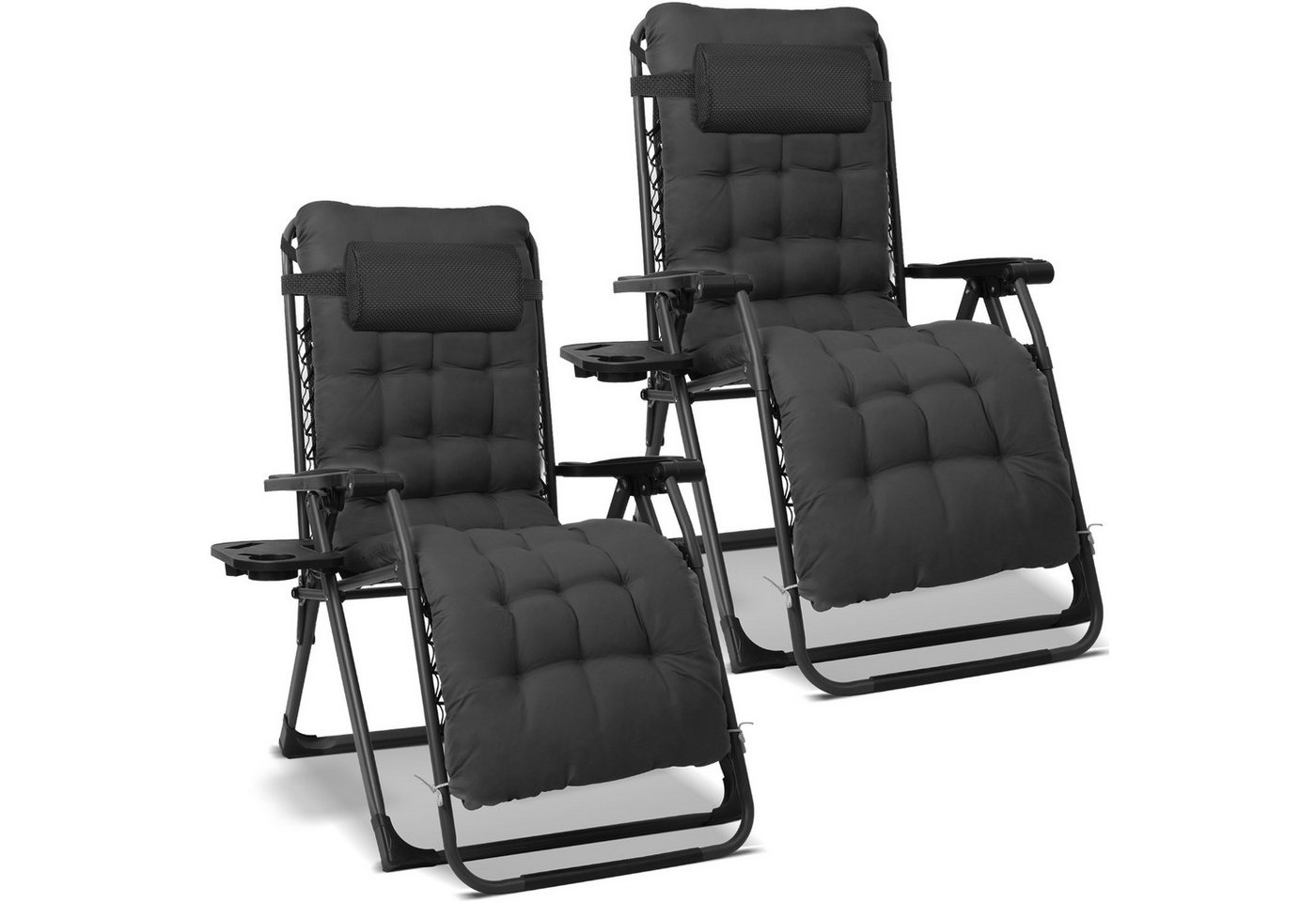 HOMECALL Gartenliege Liegestuhl Klappbar Gartenliege Sonnenliege Wetterfest mit Kissen, 68CM Extra Breit Verstellbare Rückenlehne Zero Gravity Chair, 2 St., Relaxliege Bis 150 KG für Garten Strand Terrasse Balkon von HOMECALL