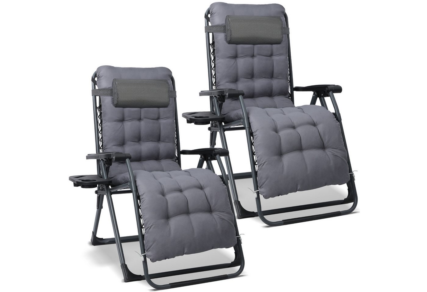 HOMECALL Gartenliege Liegestuhl Klappbar Gartenliege Sonnenliege Wetterfest mit Kissen, 68CM Extra Breit Verstellbare Rückenlehne Zero Gravity Chair, 2 St., Relaxliege Bis 150 KG für Garten Strand Terrasse Balkon von HOMECALL