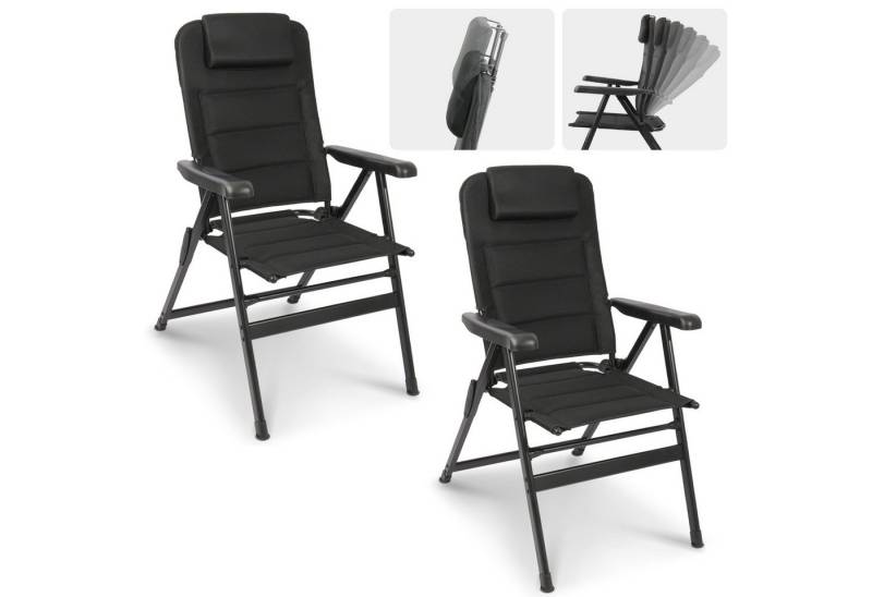 HOMECALL Klappstuhl Hochlehner Campingstuhl Gartenstuhl Gepolstert Faltstuhl Balkonstuhl (150 KG Belastbar Erstellbare Kopfstutze Anglerstuhl,Groß und Hoch, 2 St), mit 6-Fach Verstellbare lehne, für Camp Garten Balkon von HOMECALL