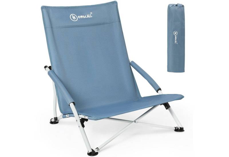 HOMECALL Klappstuhl Strandliegestuhl Klappbar leicht niedriger Strandstuhl Campingstuhl, Bequeme Rückenlehne, Gepolsterte Armlehnen, bis 120 kg von HOMECALL