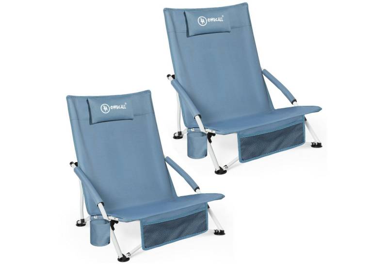 HOMECALL Klappstuhl Strandliegestuhl Klappbar leicht niedriger Strandstuhl Campingstuhl (2 St), Bequeme Rückenlehne, Gepolsterte Armlehnen, bis 120 kg von HOMECALL