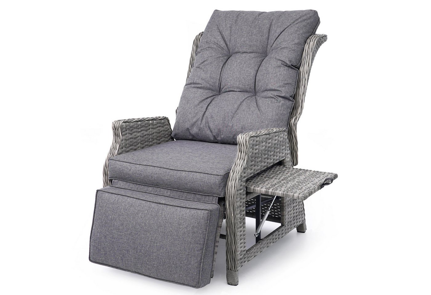 HOMECALL Rattanstuhl Rattansessel mit Liegefunktion, Gartensessel Outdoor (mit Klapptisch & Polster Ideal), für Garten und Terrasse – komfortable, COMLAX FIELD von HOMECALL