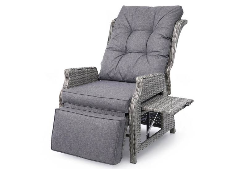 HOMECALL Rattanstuhl Rattansessel mit Liegefunktion, wetterfest, Relaxliege- (mit Klapptisch & Polster Ideal), für Garten und Terrasse – komfortable, COMLAX FIELD von HOMECALL