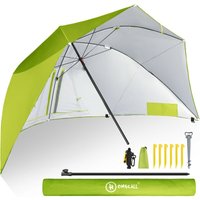 HOMECALL Strandmuschel mit umbrella system UV-resistentes 50+ Umfunktionieren zum Sonnenschirm Strandschirm, für 2-3 Personen-Grun von HOMECALL