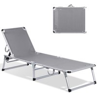 Homecall - Gartenliege Leicht Sonnenliege Klappbar Alu Liegestuhl Strandliege 1-tlg, 5 fach Verstellbare Rückenlehne, bis 120KG--Grau von HOMECALL