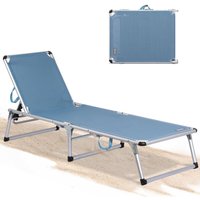 Homecall - Gartenliege Leicht Sonnenliege Klappbar Alu Liegestuhl Strandliege 1-tlg, 5 fach Verstellbare Rückenlehne, bis 120KG--blau von HOMECALL