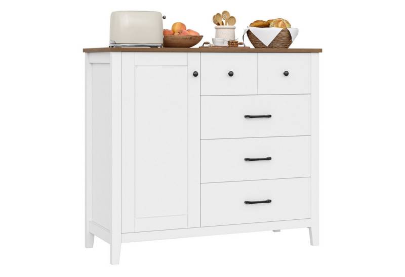 HOMECHO Buffet Sideboard, Küchenschrank mit 5 Schubladen und 1 Tür von HOMECHO