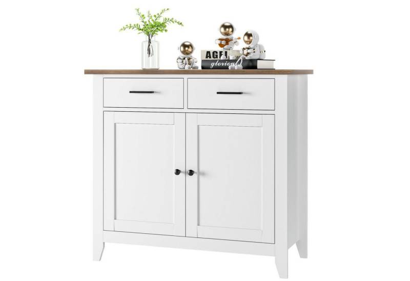 HOMECHO Buffet Sideboard Weiß Küchenschrank mit 2 Schubladen 2 Türen von HOMECHO
