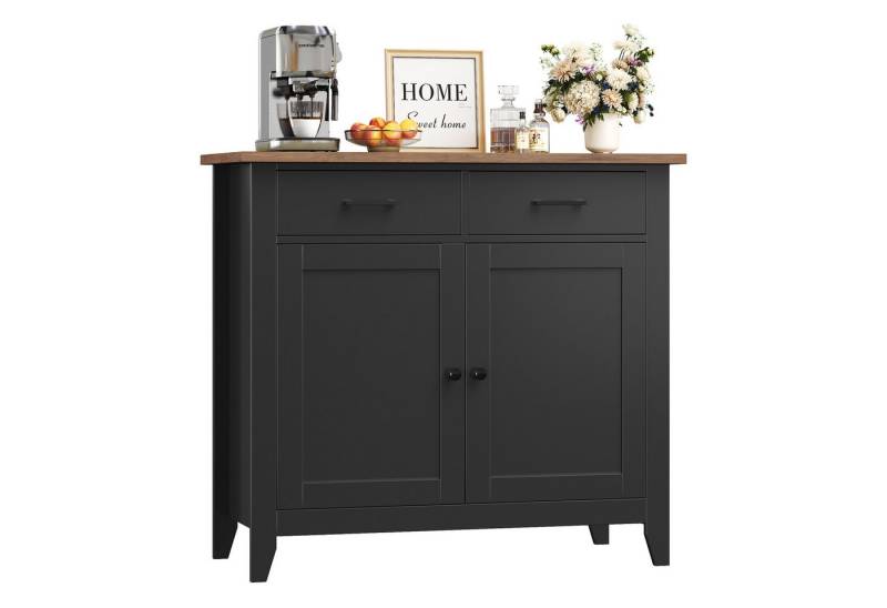 HOMECHO Buffet Sideboard Weiß Küchenschrank mit 2 Schubladen 2 Türen von HOMECHO