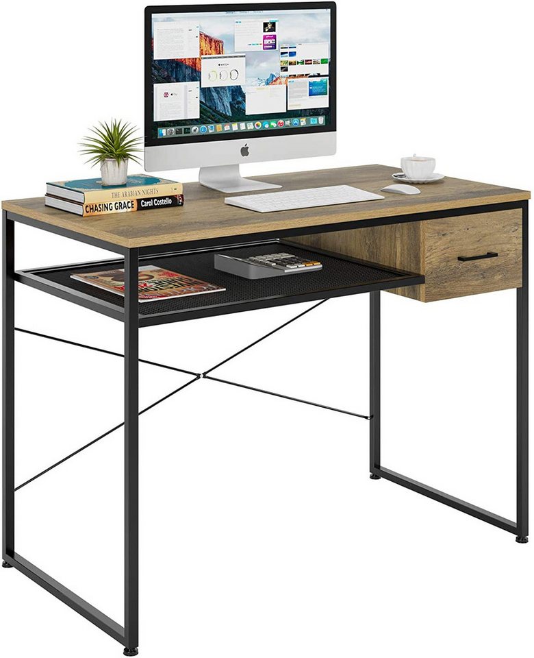 HOMECHO Computertisch, Schreibtisch mit Schublade & Einlegeboden aus Metall HOMECHO Computertisch, Schreibtisch mit Schublade & Einlegeboden aus Metall von HOMECHO