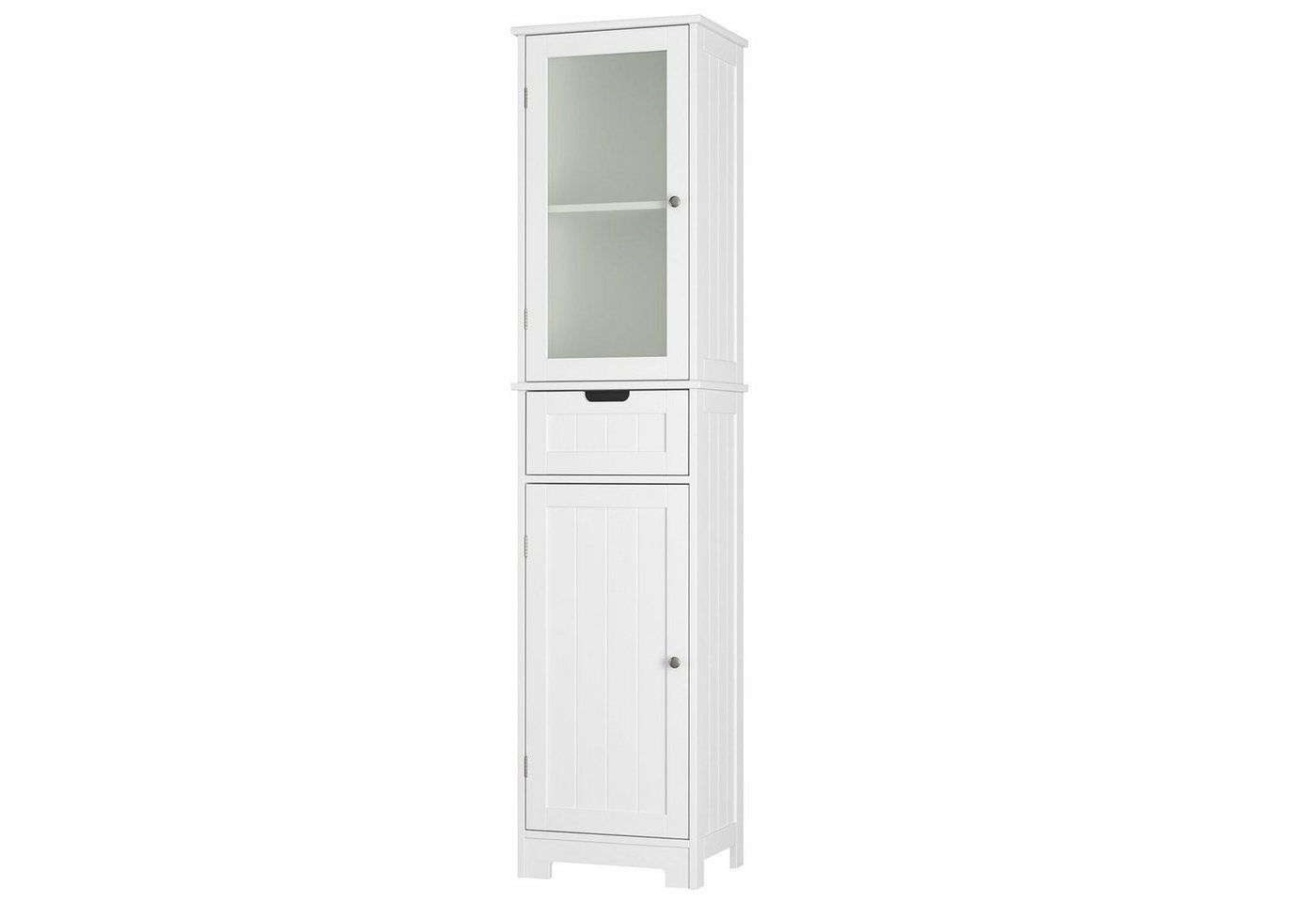 HOMECHO Hochschrank Badezimmer Weiß Schmal mit Schublade und Türen von HOMECHO