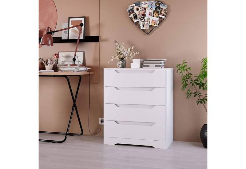 HOMECHO Kommode, Sideboard Weiß Schubladenschrank mit 4 Schubladen von HOMECHO