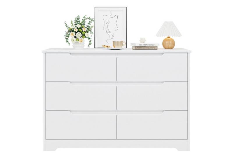 HOMECHO Kommode, Sideboard mit 6 Schubladen, Weiß Kommode für Schlafzimmer von HOMECHO
