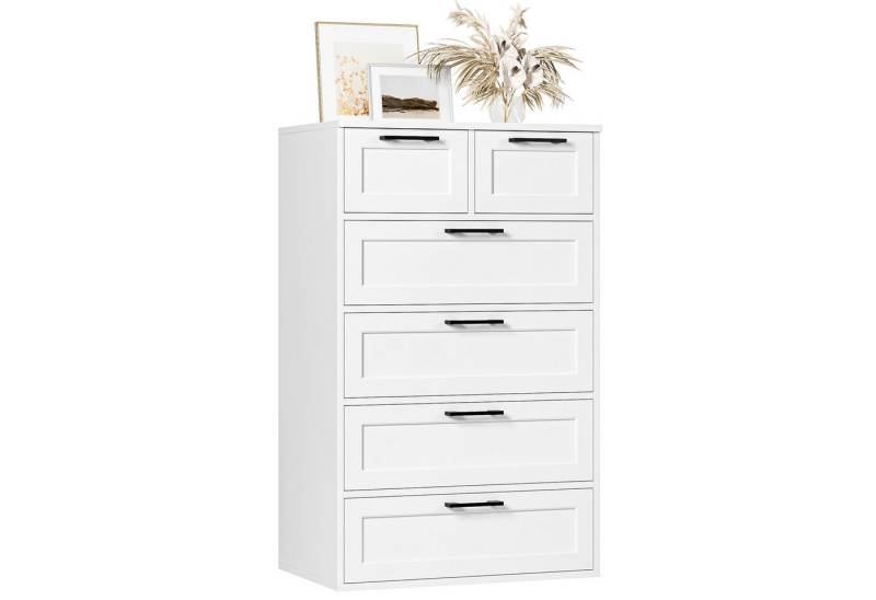 HOMECHO Kommode, Weiß Schlafzimmer Kommode mit 6 Schubladen Hoch Sideboard von HOMECHO