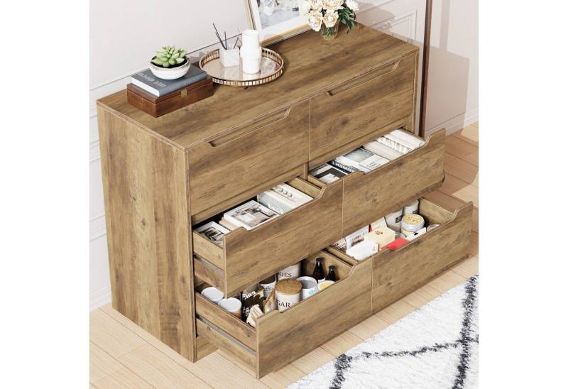 HOMECHO Kommode, Sideboard mit 6 Schubladen, Mehrzweckschrank aus Holz von HOMECHO