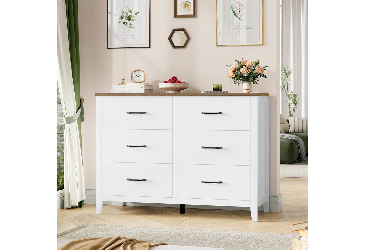 HOMECHO Kommode, Weiß mit 6 Schubladen für Schlafzimmer, Holz, 100x40x81cm HOMECHO Kommode, Weiß mit 6 Schubladen für Schlafzimmer, Holz, 100x40x81cm von HOMECHO
