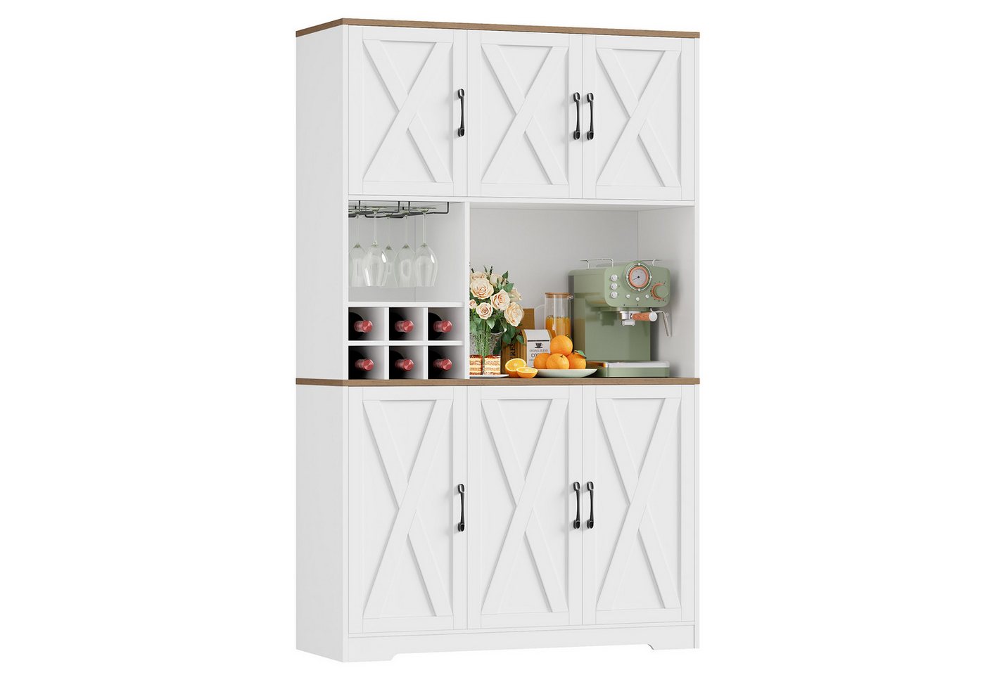 HOMECHO Küchenbuffet Küchenschrank mit Arbeitsplatte Buffetschrank mit 6 Türen Flaschenhalter und Glashalter 180x106x37cm HOMECHO Küchenbuffet Küchenschrank mit Arbeitsplatte Buffetschrank mit 6 Türen Flaschenhalter und Glashalter 180x106x37cm von HOMECHO