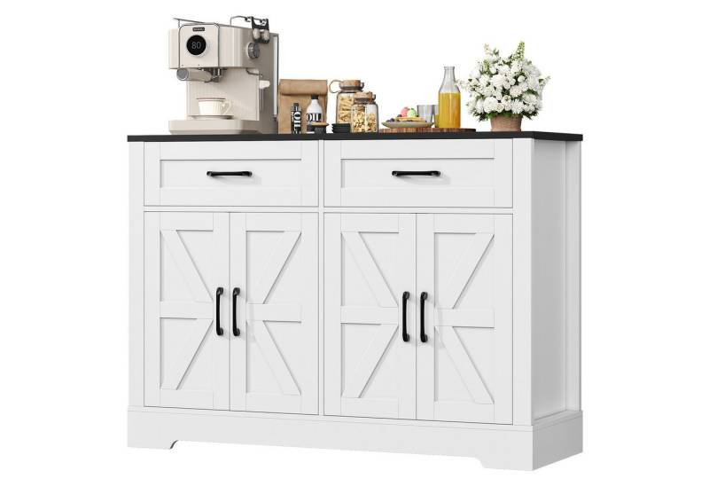HOMECHO Sideboard, Küchenbuffet mit Arbeitsplatten, 2 Schubladen und 4 Türen von HOMECHO