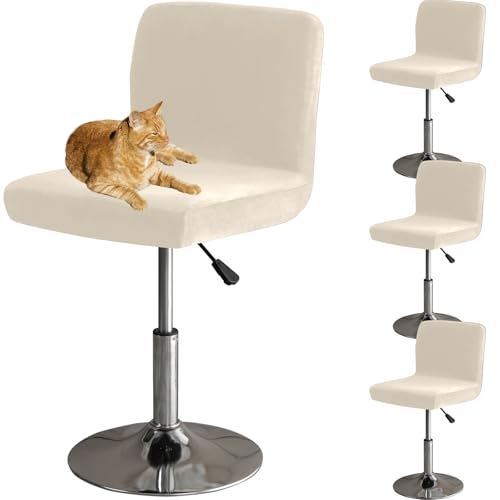 HOMECOVER Barhocker Bezüge Mit Rückenlehne, Stretch Samt Stoff Barhocker Stuhlbezüge Abnehmbar Niedriger Rücken Schwenkbare Stuhlbezug-Creme-4er Set HOMECOVER Barhocker Bezüge Mit Rückenlehne, Stretch Samt Stoff Barhocker Stuhlbezüge Abnehmbar Niedriger Rücken Schwenkbare Stuhlbezug-Creme-4er Set von HOMECOVER