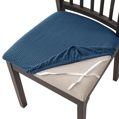 HOMECOVER Esszimmerstuhl Sitzbezüge 2er Set,Stretch Jacquard Stuhlbezug Sitzfläche Abnehmbar Waschbarer Für Esszimmer Küche Bürostühle Hotel-blau-2er Set von HOMECOVER