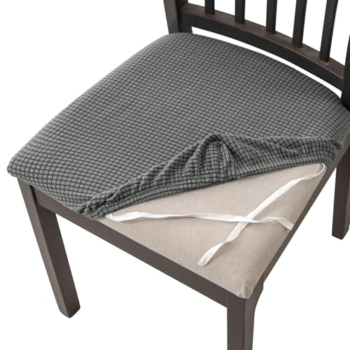 HOMECOVER Esszimmerstuhl Sitzbezüge 2er Set,Stretch Jacquard Stuhlbezug Sitzfläche Abnehmbar Waschbarer Für Esszimmer Küche Bürostühle Hotel-grau-2er Set von HOMECOVER
