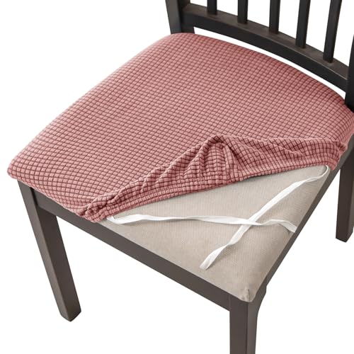 HOMECOVER Esszimmerstuhl Sitzbezüge 2er Set,Stretch Jacquard Stuhlbezug Sitzfläche Abnehmbar Waschbarer Für Esszimmer Küche Bürostühle Hotel-rosa-2er Set von HOMECOVER
