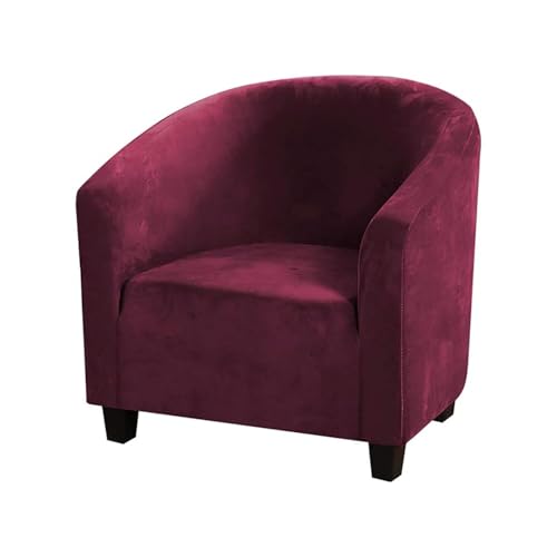 HOMECOVER Sesselschoner Elastisch Sesselhusse Sesselüberwurf Velours Sesselbezug mit Armlehnen Schonbezug für Clubsessel Für Einzelsofa Clubsessel Cocktailsessel-Weinrot-small von HOMECOVER