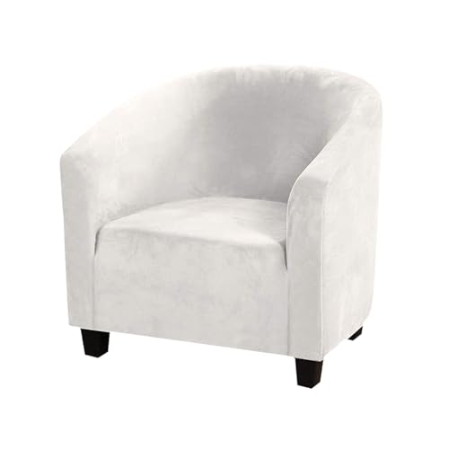 HOMECOVER Sesselschoner Elastisch Sesselhusse Sesselüberwurf Velours Sesselbezug mit Armlehnen Schonbezug für Clubsessel Für Einzelsofa Clubsessel Cocktailsessel-Weiß-small von HOMECOVER